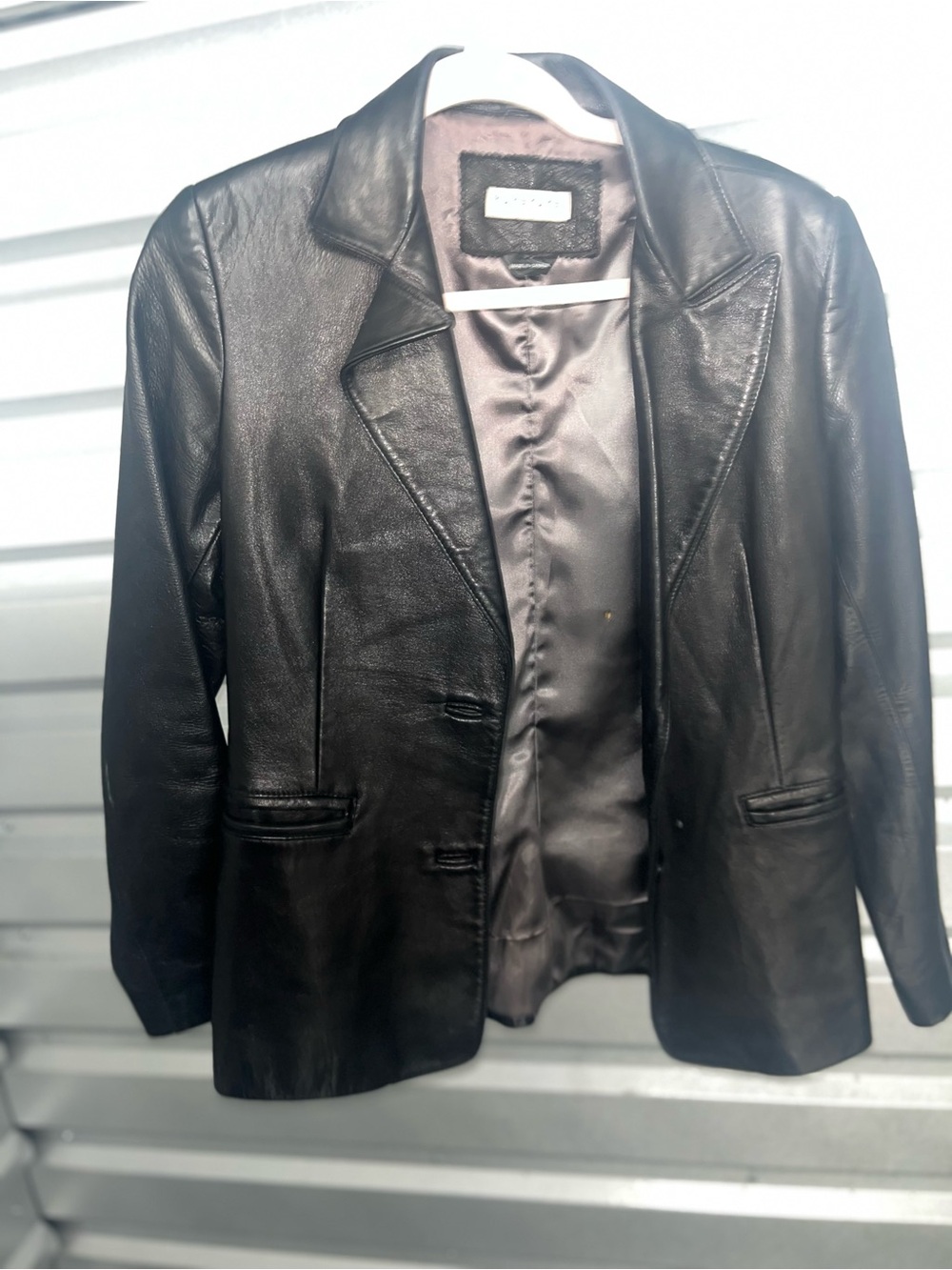 Classic Black Leather Blazer Jacket - Women's